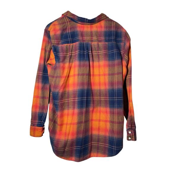 Mossimo Vintage Plaid Shirt Orange Blue Boyfriend Fit Womens XL Flannel - Picture 2 of 4
